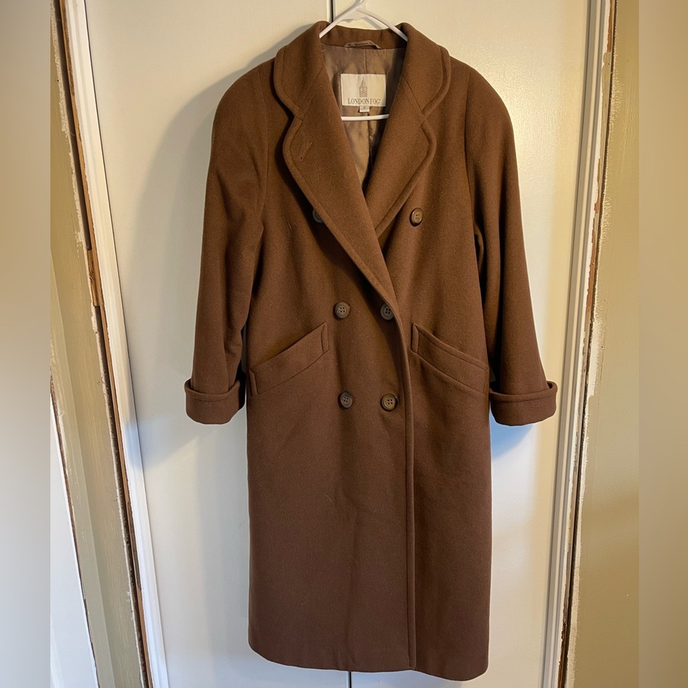 London Fog Lambswool Angora & Cashmere Trench Coat